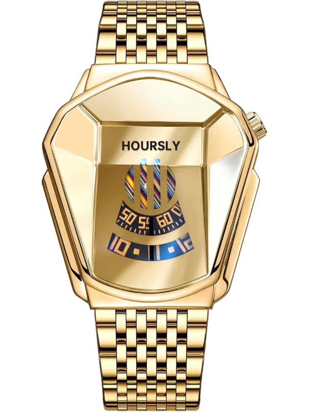 Men's Gold Luxury with Stainless Steel Band Octagonal Analog Snake Head Watches